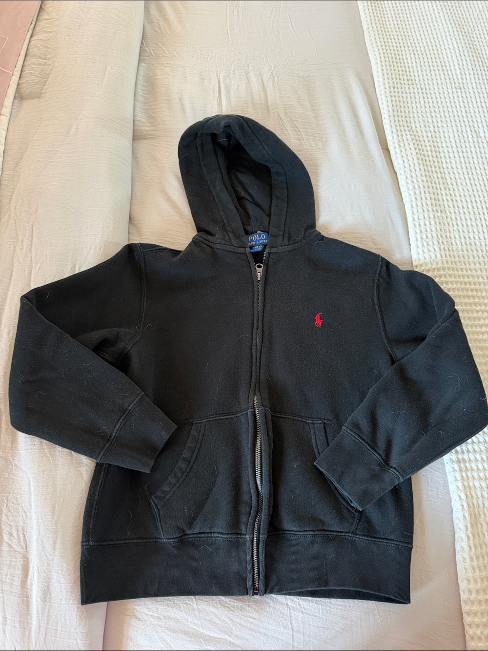 Polo by Ralph Lauren Black Hooded Zip-Up with Red Pony